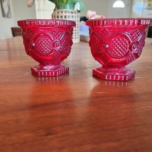 Vintage Red Glass Candle Holders